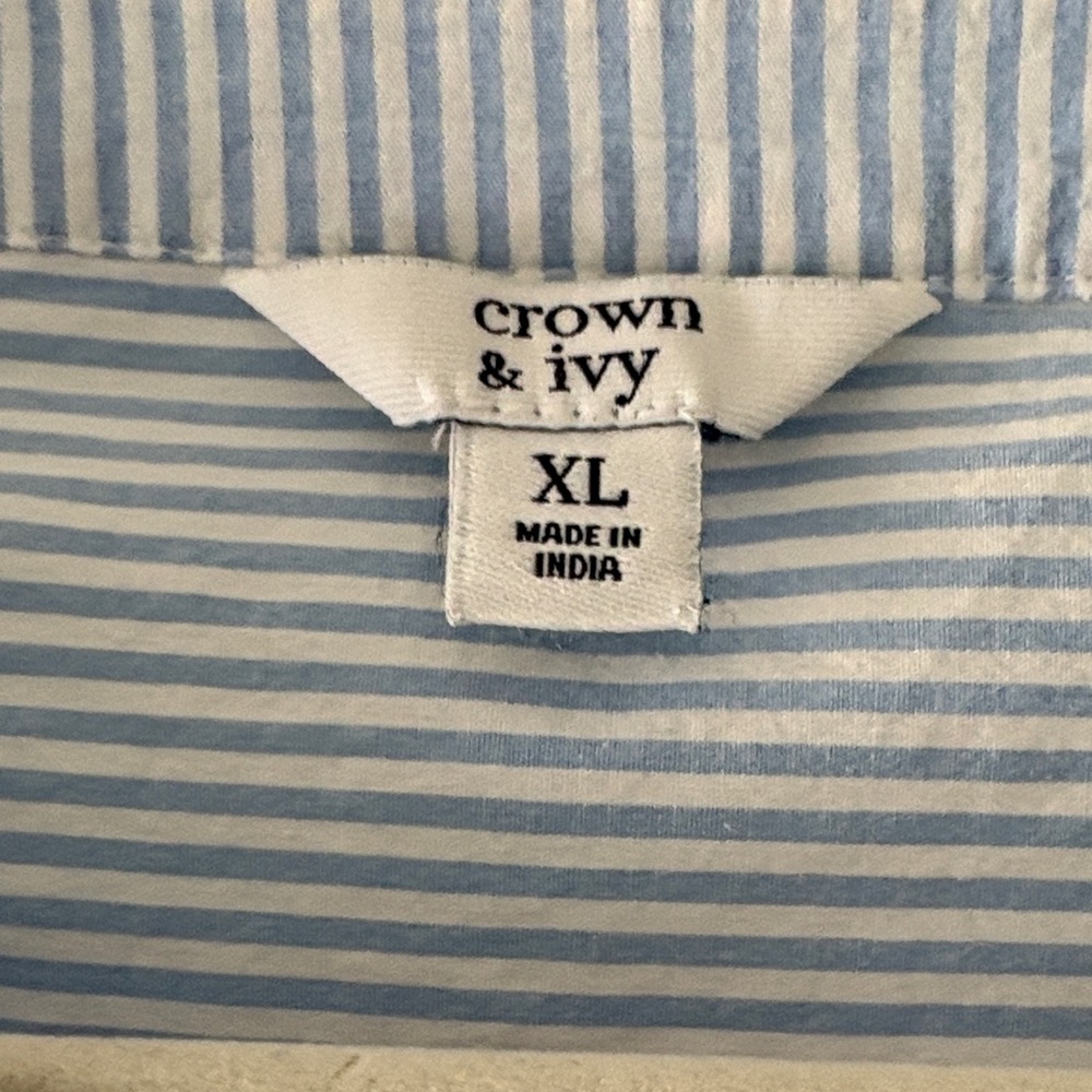 Crown & Ivy Blue Striped Peplum Blouse - Picture 2 of 6